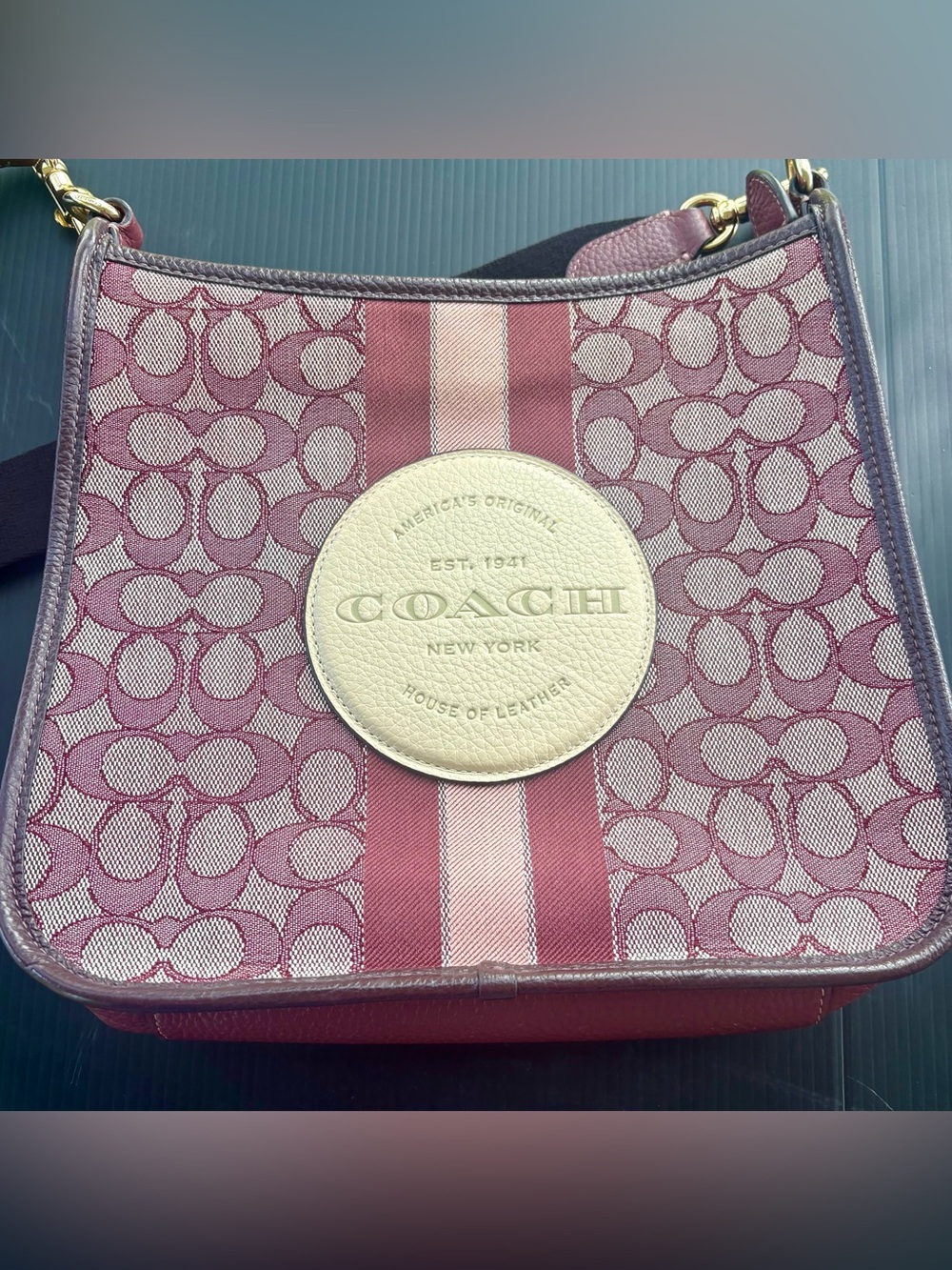 Coach Dempsey File Bag Signature Jacquard W/ Stripe And Coach Patch *NO HANGTAG